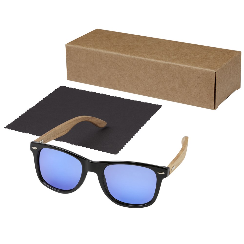 Hiru verspiegelte polarisierte Sonnenbrille aus rPET/Holz in Präsentbox