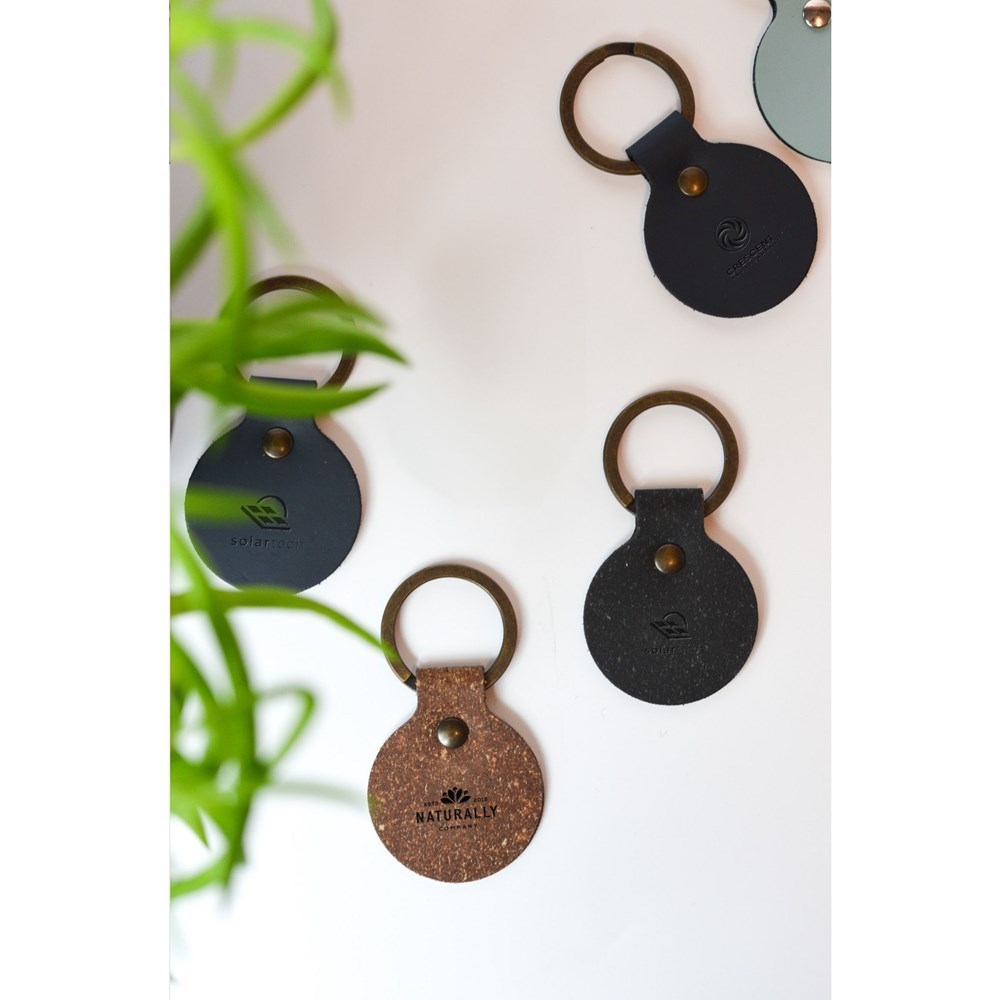 Recycled Leather Keyring Round Schlüsselanhänger