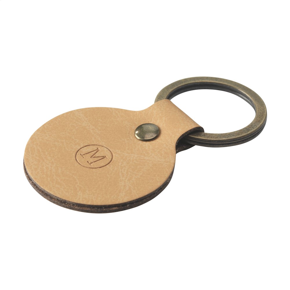 Recycled Leather Keyring Round Schlüsselanhänger